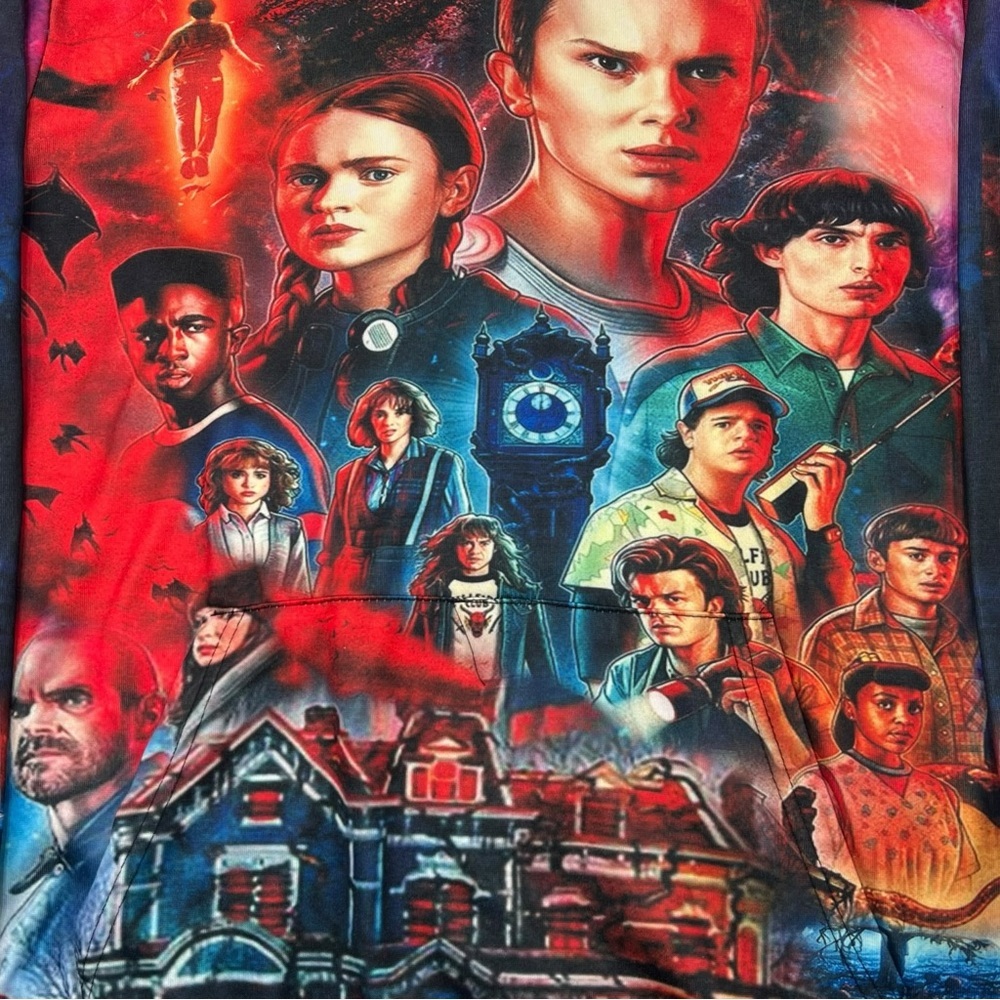Stranger Things 3 Eleven Retro 80s All Over Print Unisex Hoodie Mens Large Style - Picture 2 of 8